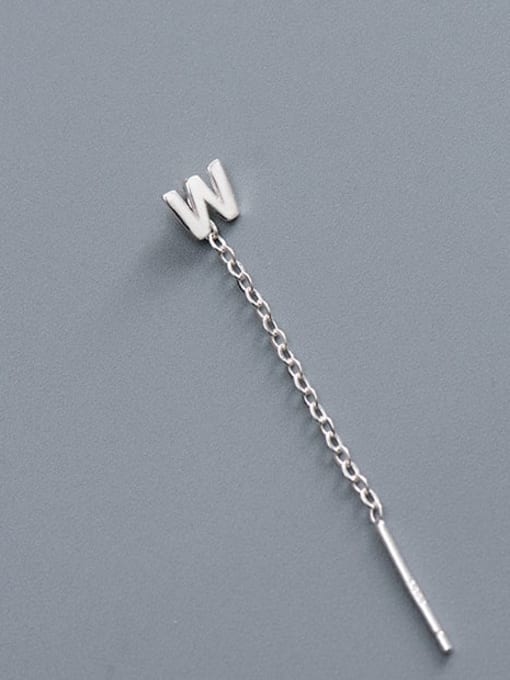 ES2180 [Single W Letter] 925 Sterling Silver Tassel Minimalist Threader Earring